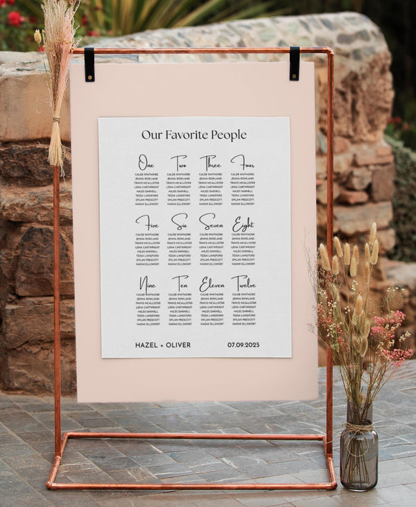 BeyzaLab Modern Wedding Seating Chart Sign