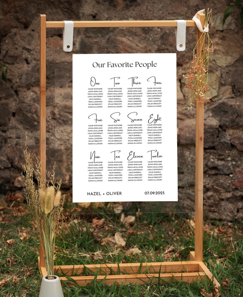 BeyzaLab Modern Wedding Seating Chart Sign