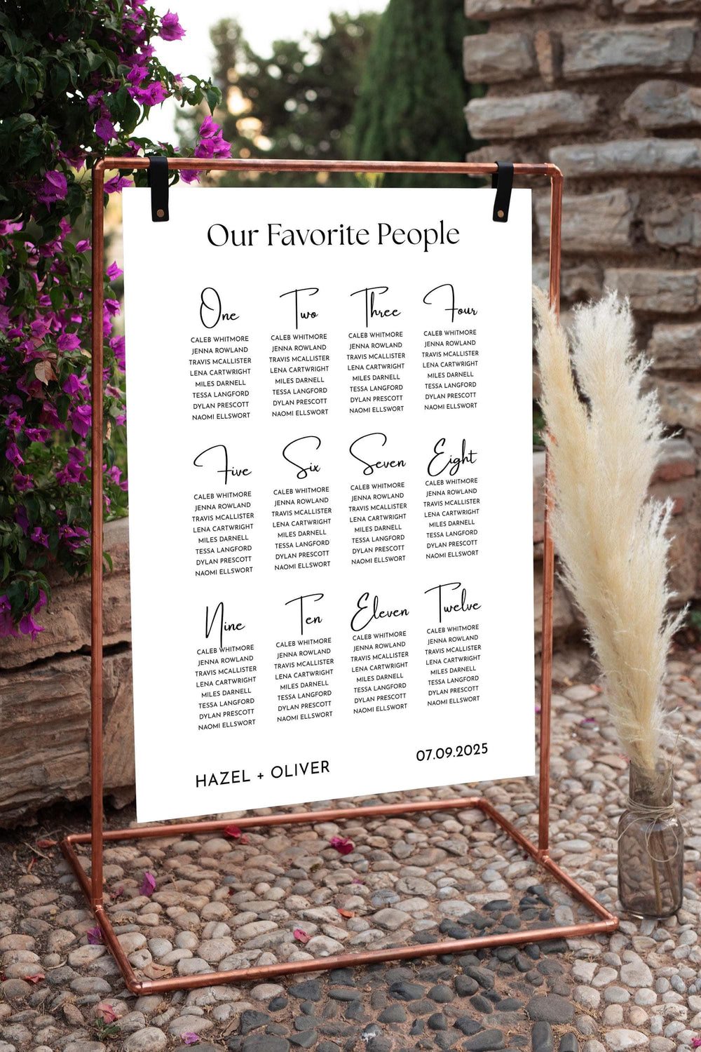 BeyzaLab Modern Wedding Seating Chart Sign