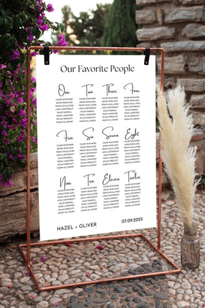 BeyzaLab Modern Wedding Seating Chart Sign