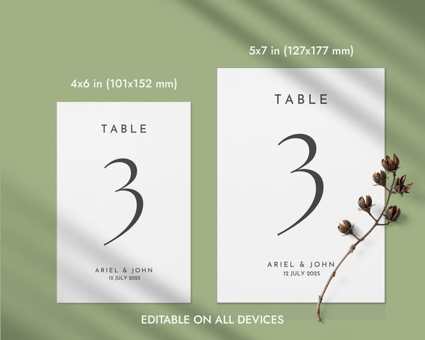 BeyzaLab Modern Wedding Table Numbers