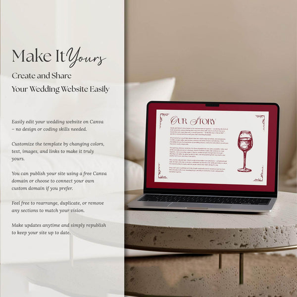 Instant Download - Canva Template Old Money Wedding Website