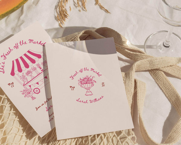 Instant Download - Canva Template Pink Floral Bridal Shower Invitation Suite