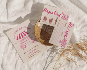 Instant Download - Canva Template Pink Floral Bridal Shower Invitation Suite