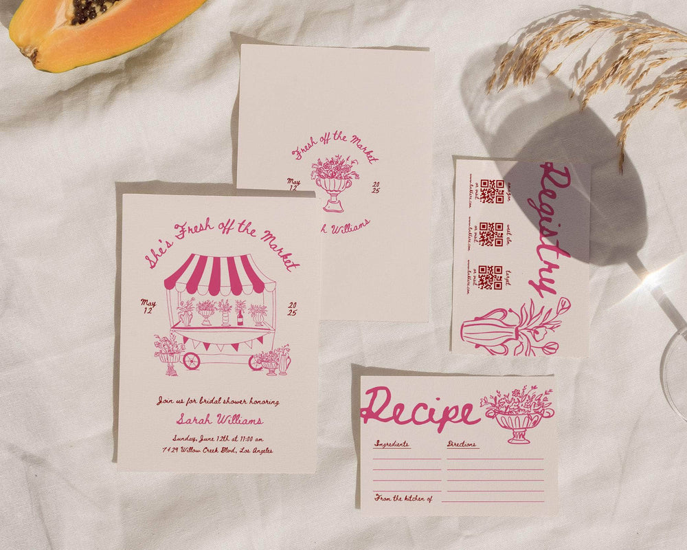 Instant Download - Canva Template Pink Floral Bridal Shower Invitation Suite