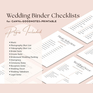 Goodnotes & Canva Template Pink Floral Wedding Binder