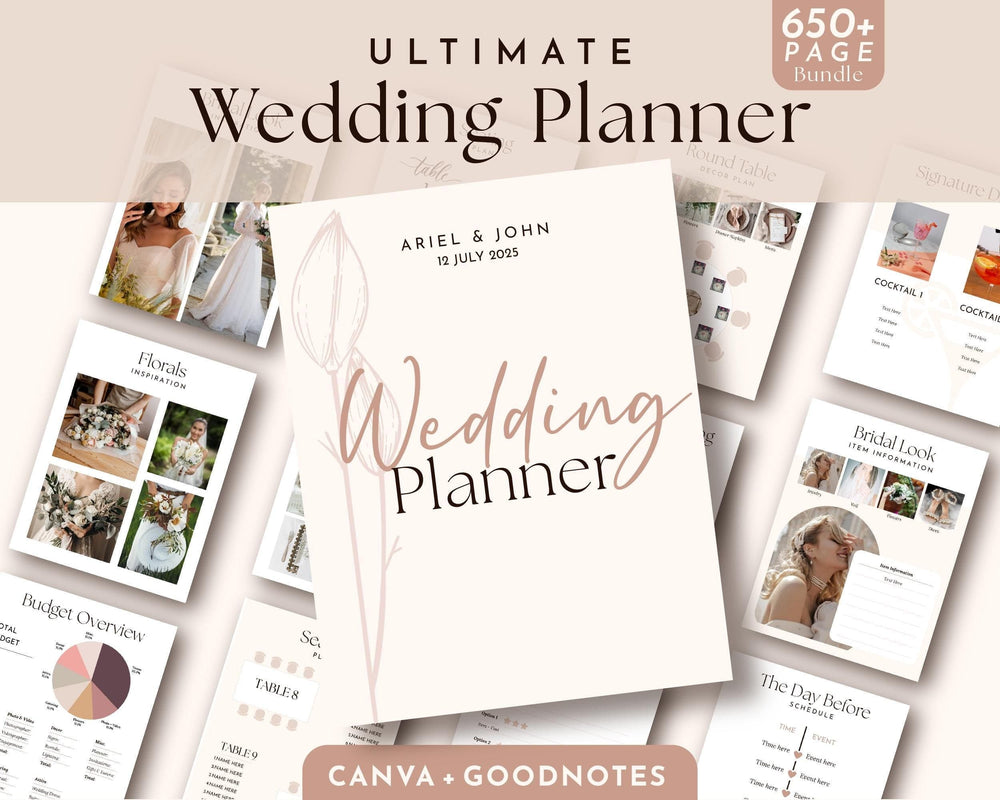BeyzaLab Pink Floral Wedding Planner Bundle