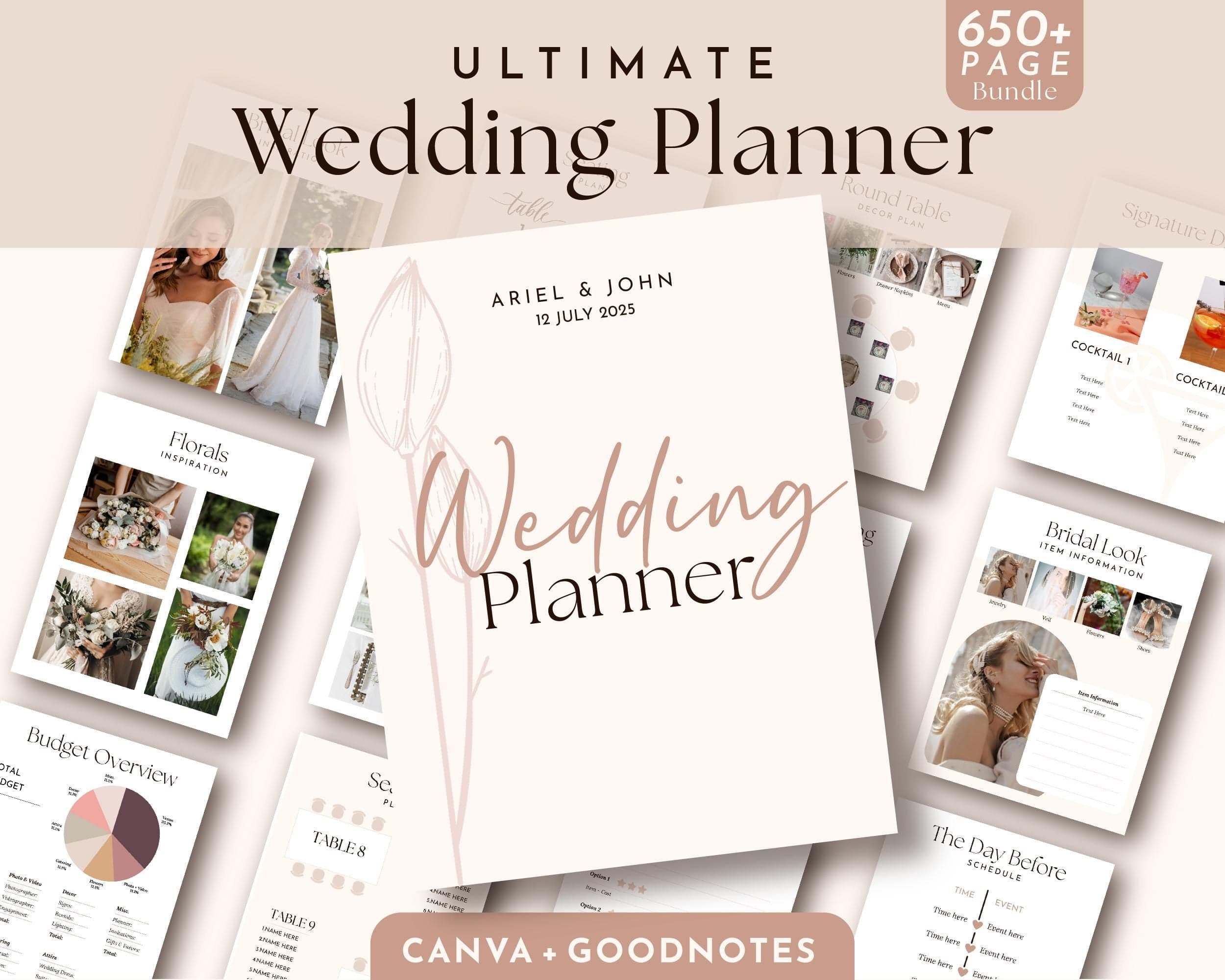BeyzaLab Pink Floral Wedding Planner Bundle