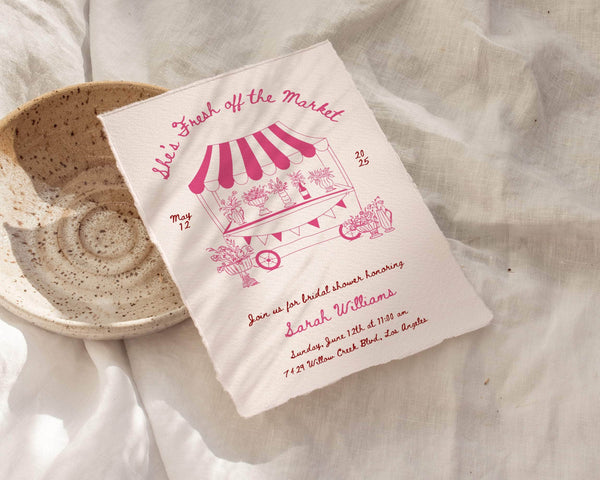 Instant Download - Canva Template Pink She's Fresh Off The Market Invitation