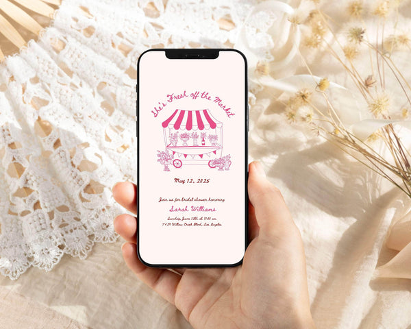 Instant Download - Canva Template Pink She's Fresh Off The Market Invitation