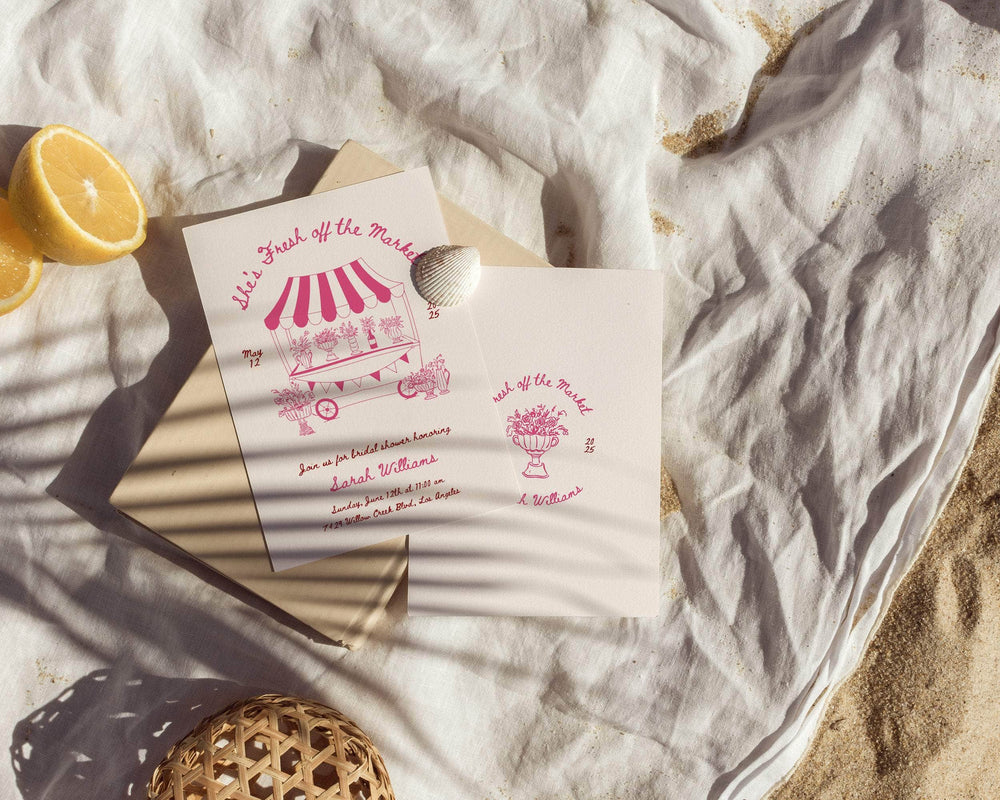 Instant Download - Canva Template Pink She's Fresh Off The Market Invitation