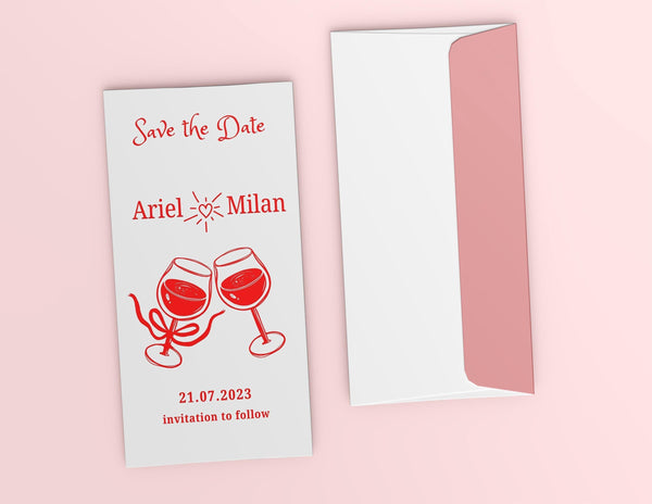 BeyzaLab Red Handdrawn Save The Date Evite