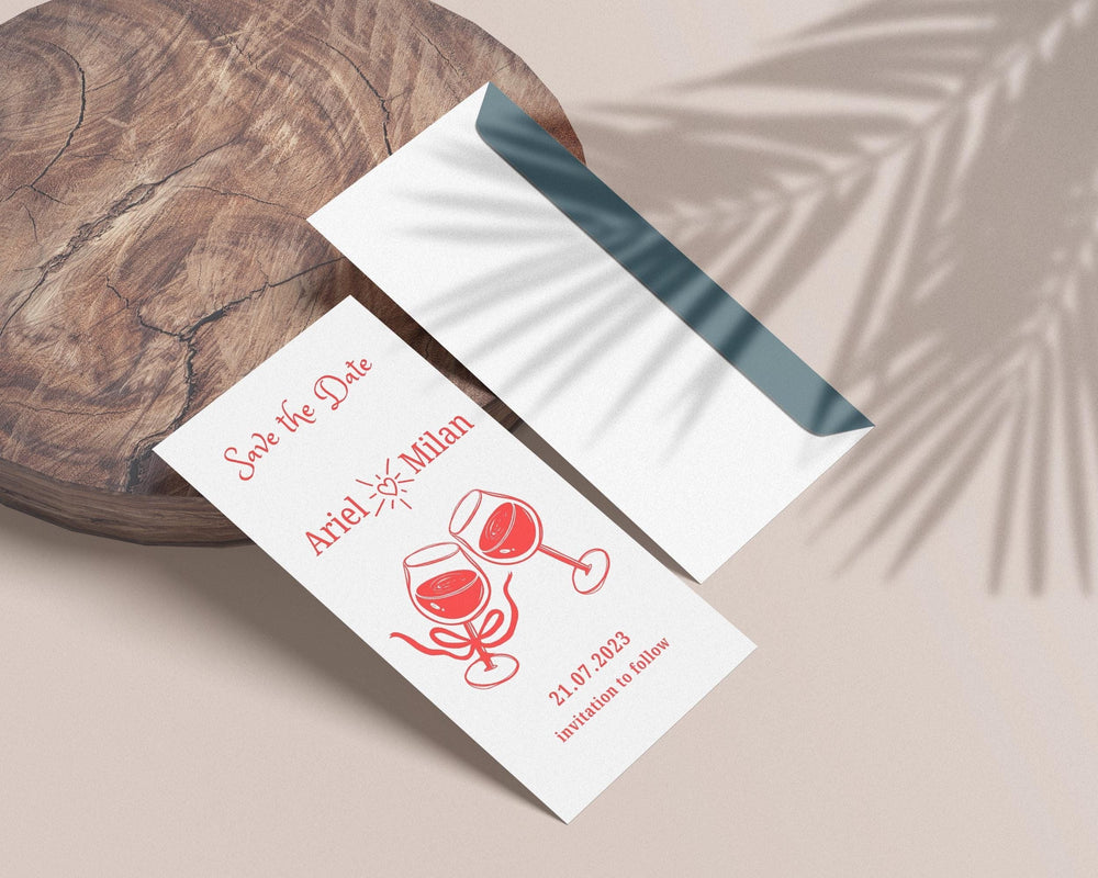 BeyzaLab Red Handdrawn Save The Date Evite