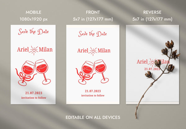 BeyzaLab Red Save The Date Template