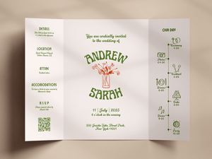 Instant Download - Canva Template Retro Gatefold Wedding Invitation