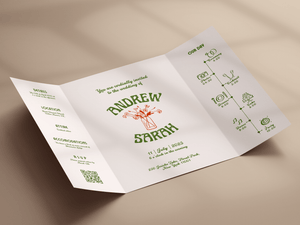 Instant Download - Canva Template Retro Gatefold Wedding Invitation