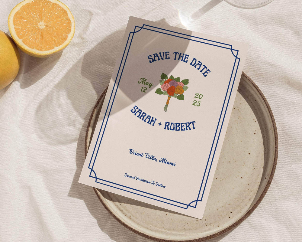 Instant Download - Canva Template Retro Save The Date Cards Template