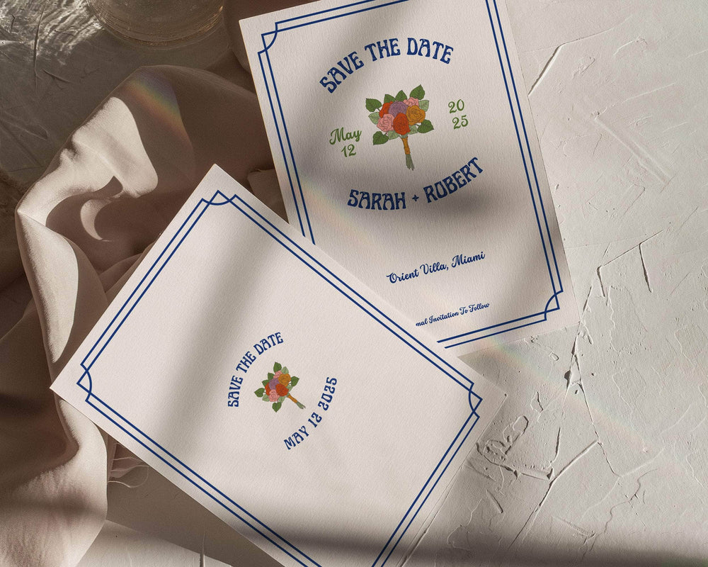 Instant Download - Canva Template Retro Save The Date Cards Template