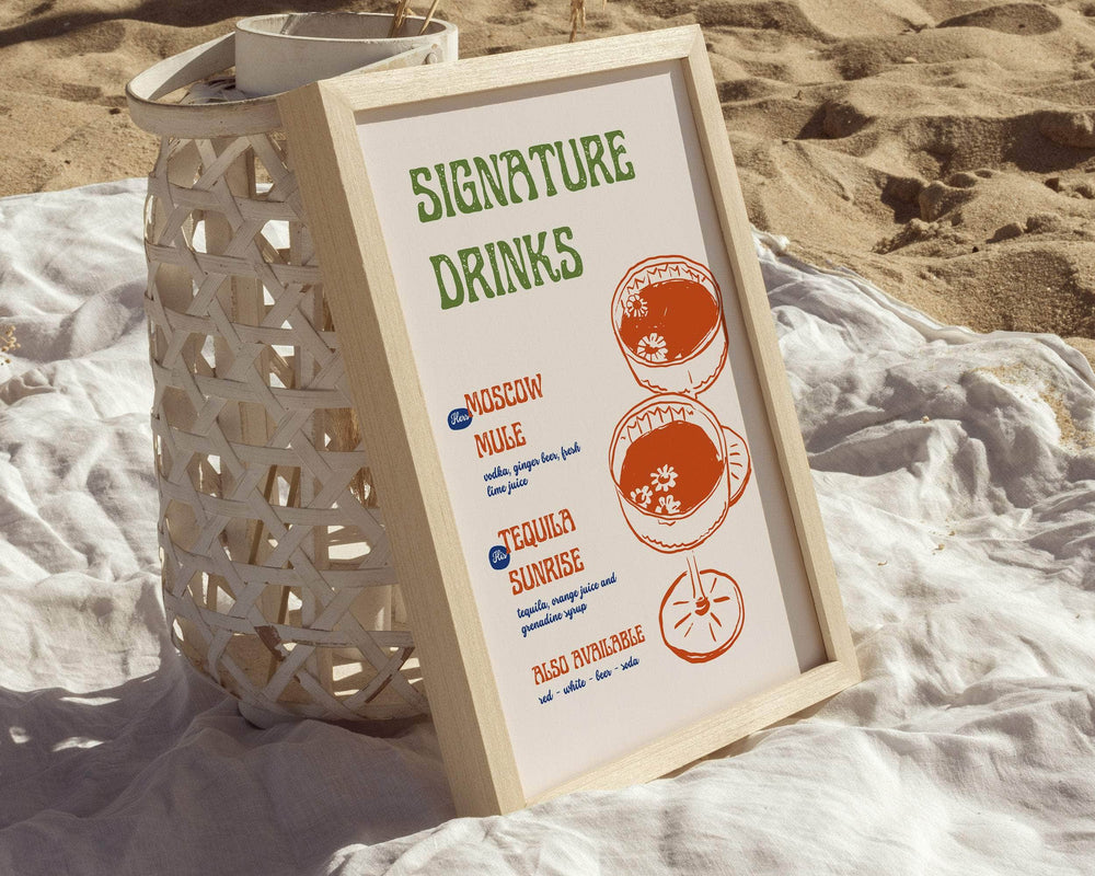 Instant Download - Canva Template Retro Signature Drink Sign