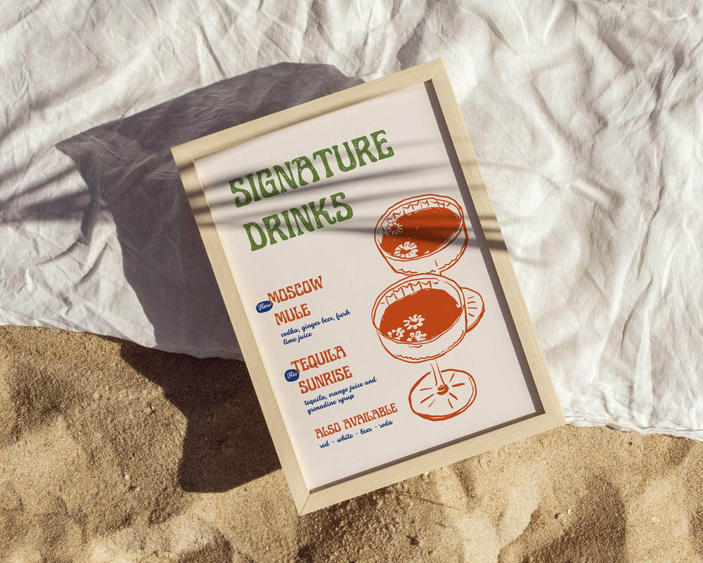 Instant Download - Canva Template Retro Signature Drink Sign