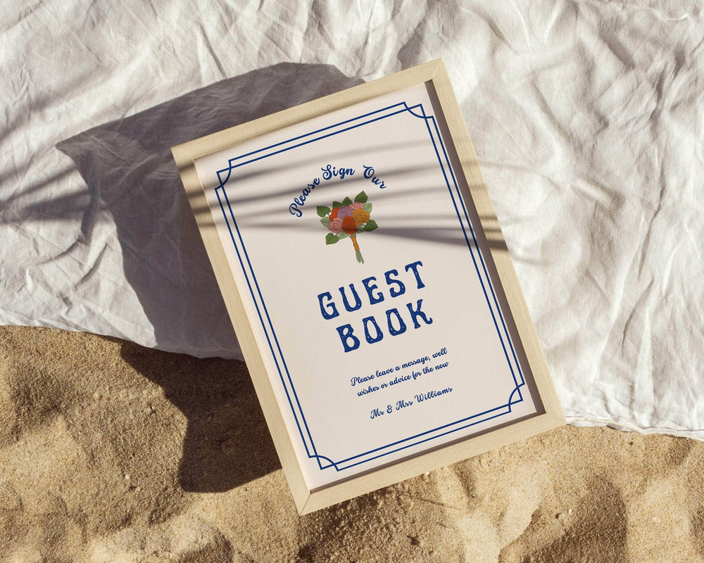 Instant Download - Canva Template Retro Wedding Guest Book Sign