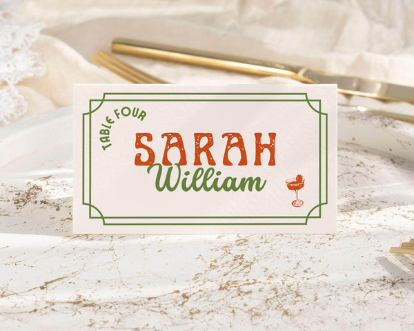Instant Download - Canva Template Retro Wedding Place Cards Template