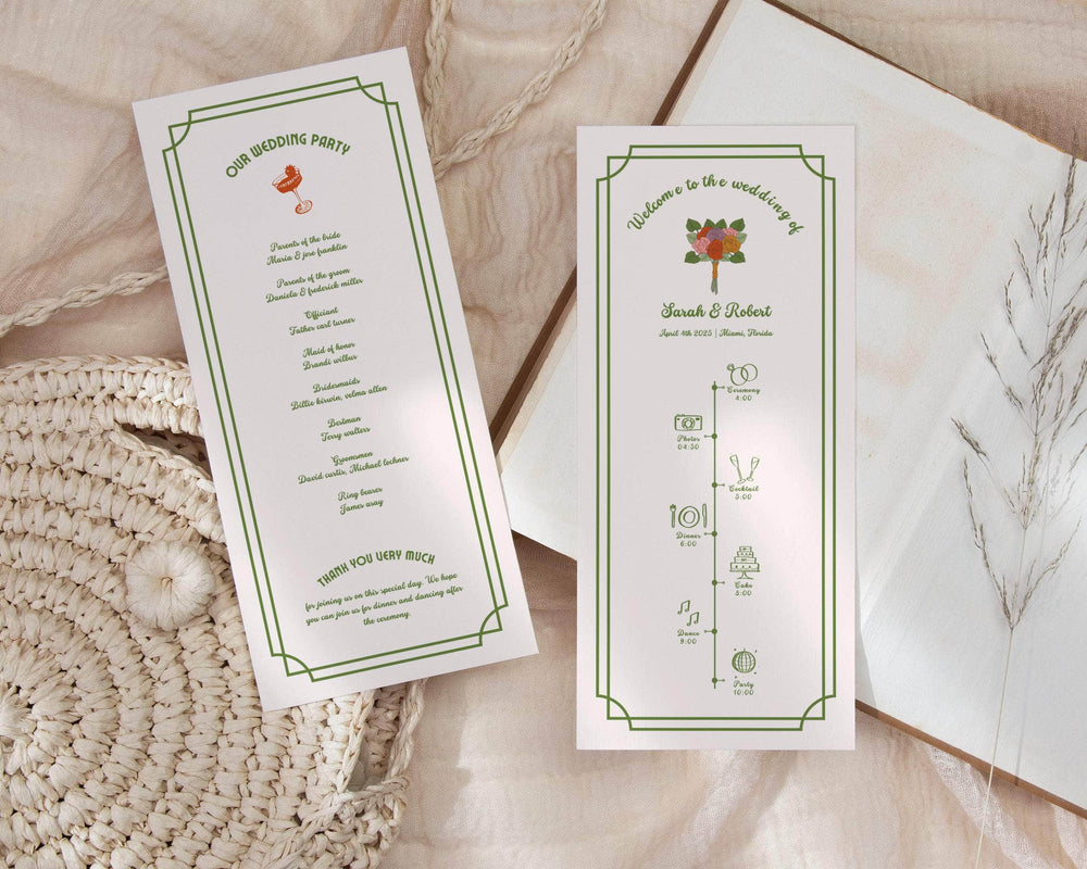 Instant Download - Canva Template Retro Wedding Program Template