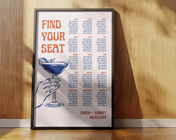 Instant Download - Canva Template Retro Wedding Seating Chart