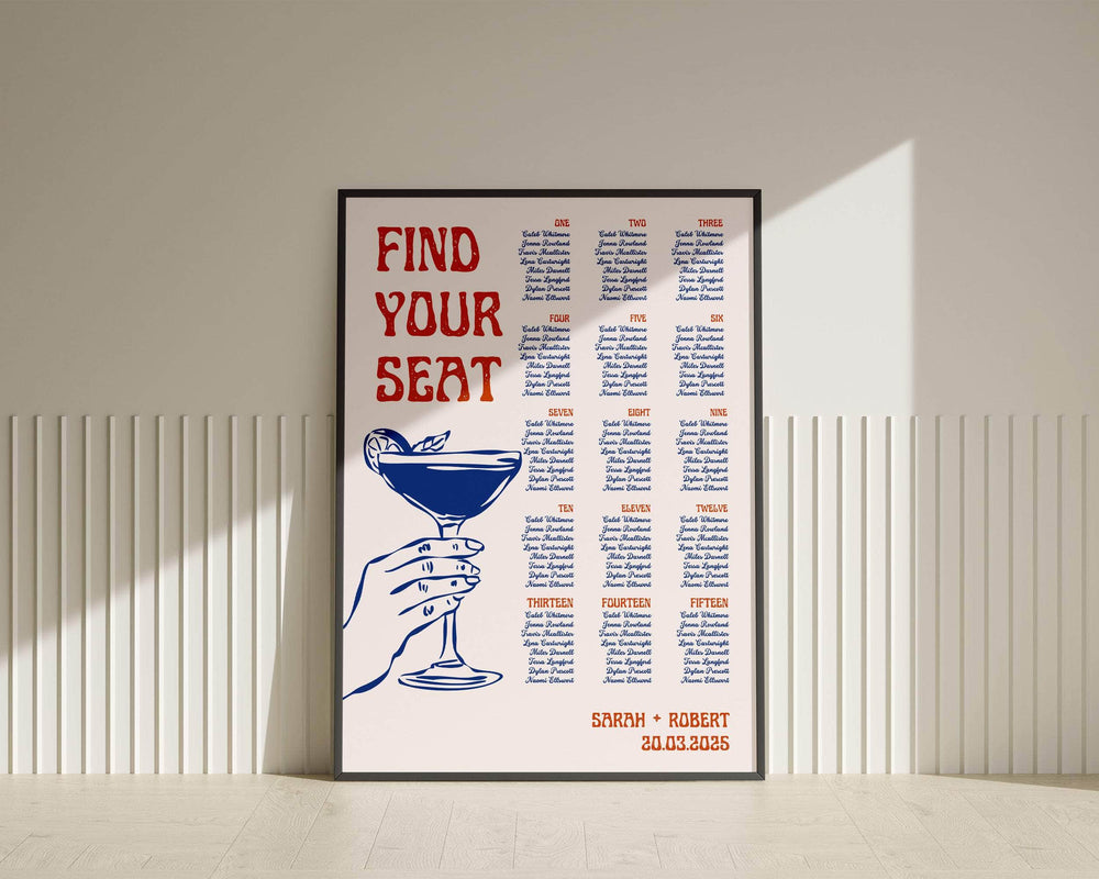 Instant Download - Canva Template Retro Wedding Seating Chart