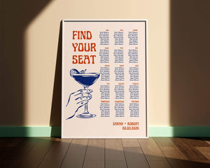 Instant Download - Canva Template Retro Wedding Seating Chart