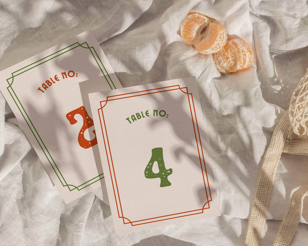 Instant Download - Canva Template Retro Wedding Table Numbers Template
