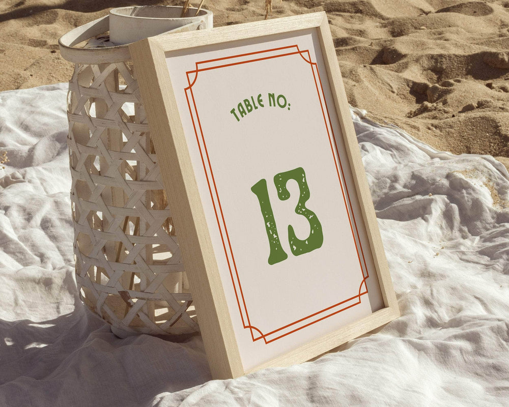 Instant Download - Canva Template Retro Wedding Table Numbers Template