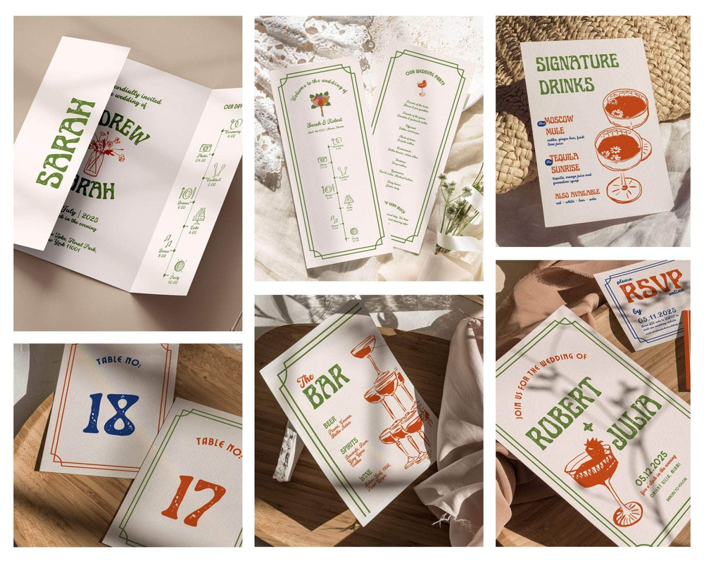 Instant Download - Canva Template Retro Wedding Template Bundle