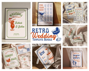 Instant Download - Canva Template Retro Wedding Template Bundle