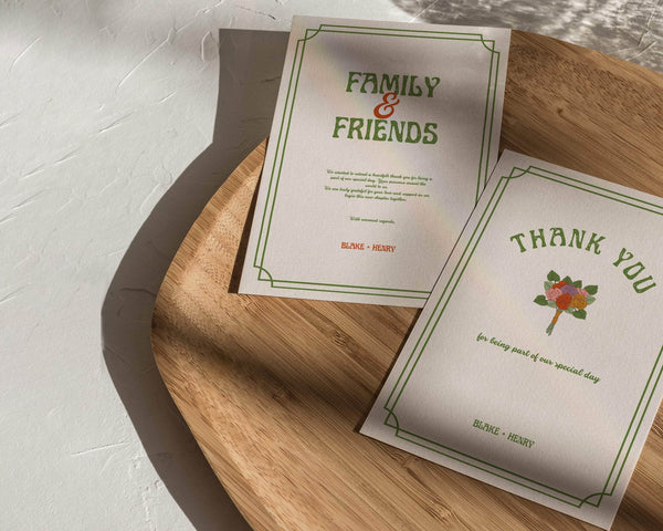 Instant Download - Canva Template Retro Wedding Thank You Cards