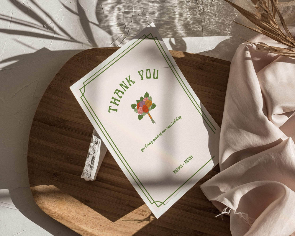 Instant Download - Canva Template Retro Wedding Thank You Cards