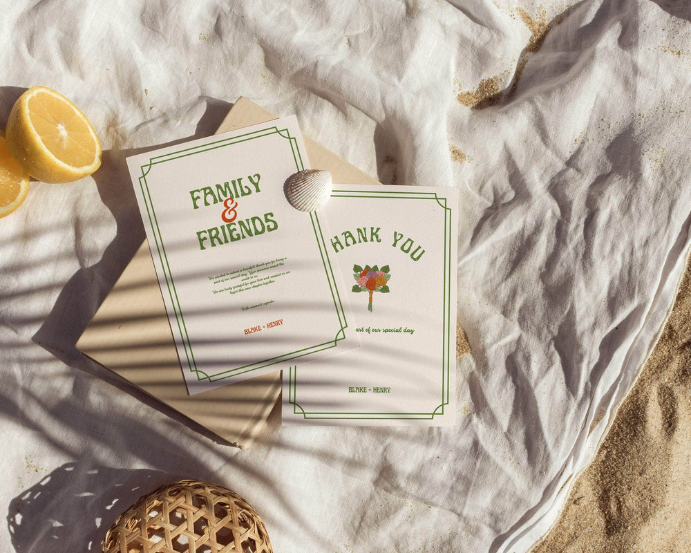 Instant Download - Canva Template Retro Wedding Thank You Cards