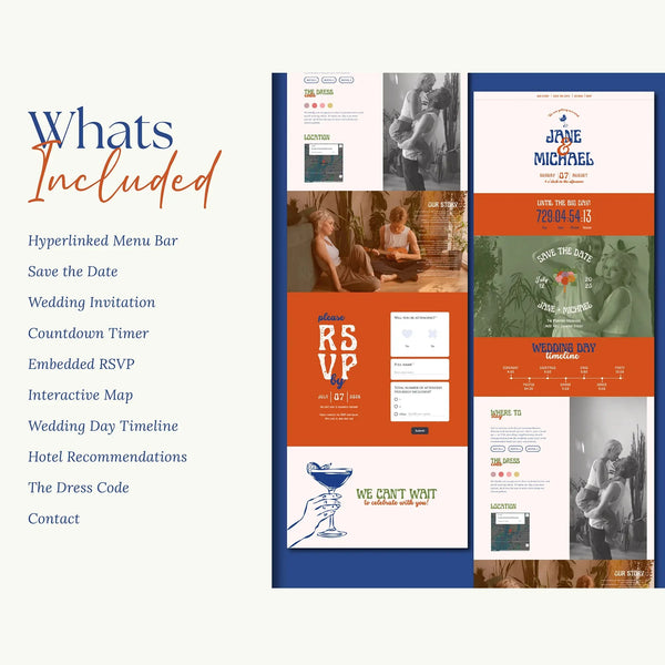 Instant Download - Canva Template Retro Wedding Website Template