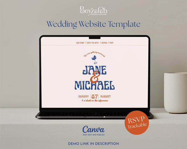 Instant Download - Canva Template Retro Wedding Website Template