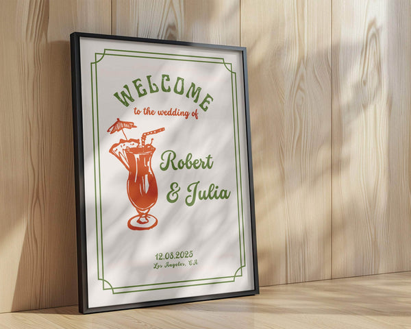Instant Download - Canva Template Retro Wedding Welcome Sign