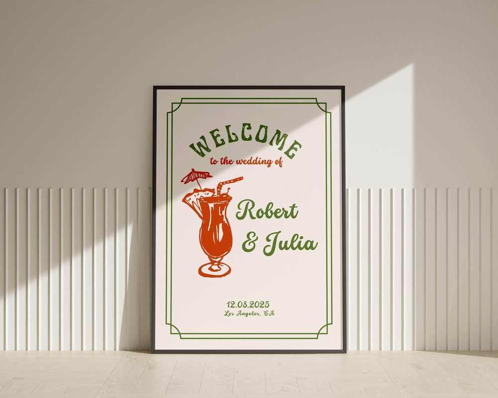 Instant Download - Canva Template Retro Wedding Welcome Sign