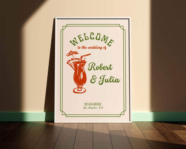 Instant Download - Canva Template Retro Wedding Welcome Sign