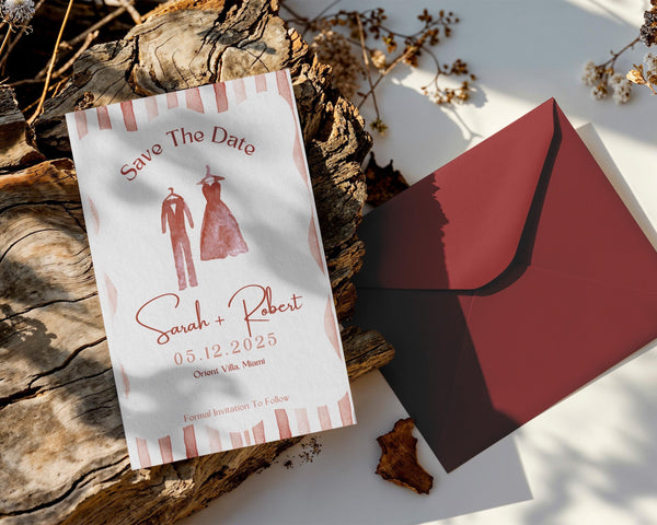 BeyzaLab Rustic Save The Date Invite