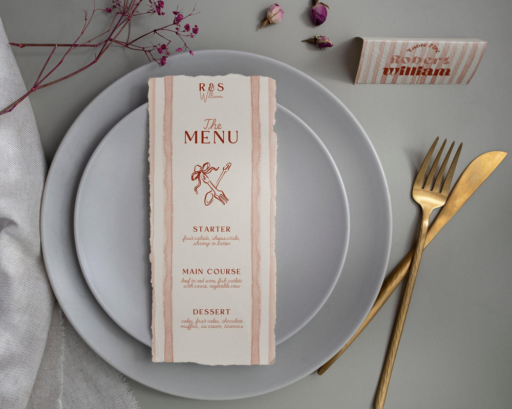 BeyzaLab Rustic Wedding Menu Cards