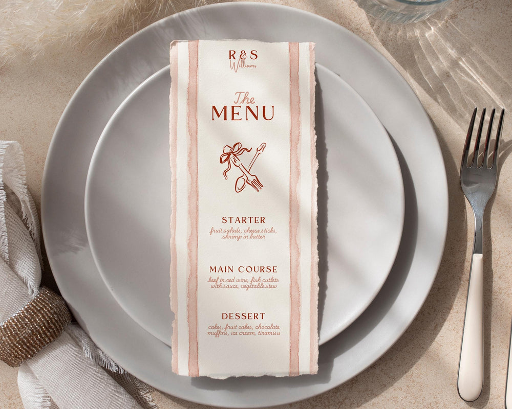 BeyzaLab Rustic Wedding Menu Cards