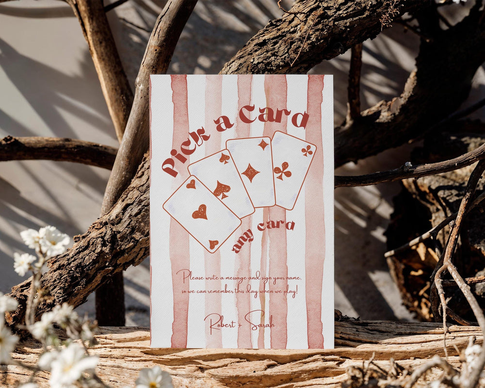 BeyzaLab Rustic Wedding Playing Cards Sign Template