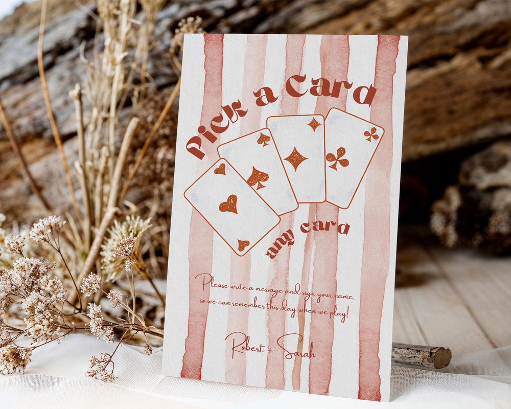 BeyzaLab Rustic Wedding Playing Cards Sign Template