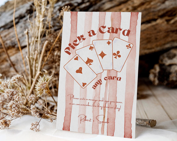 BeyzaLab Rustic Wedding Playing Cards Sign Template