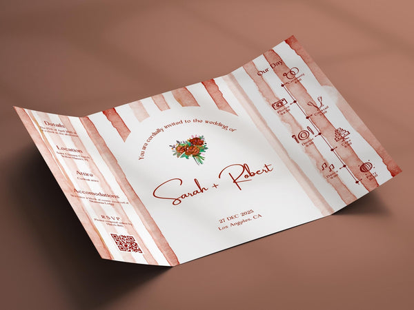 BeyzaLab Terracotta Gatefold Wedding Invitation