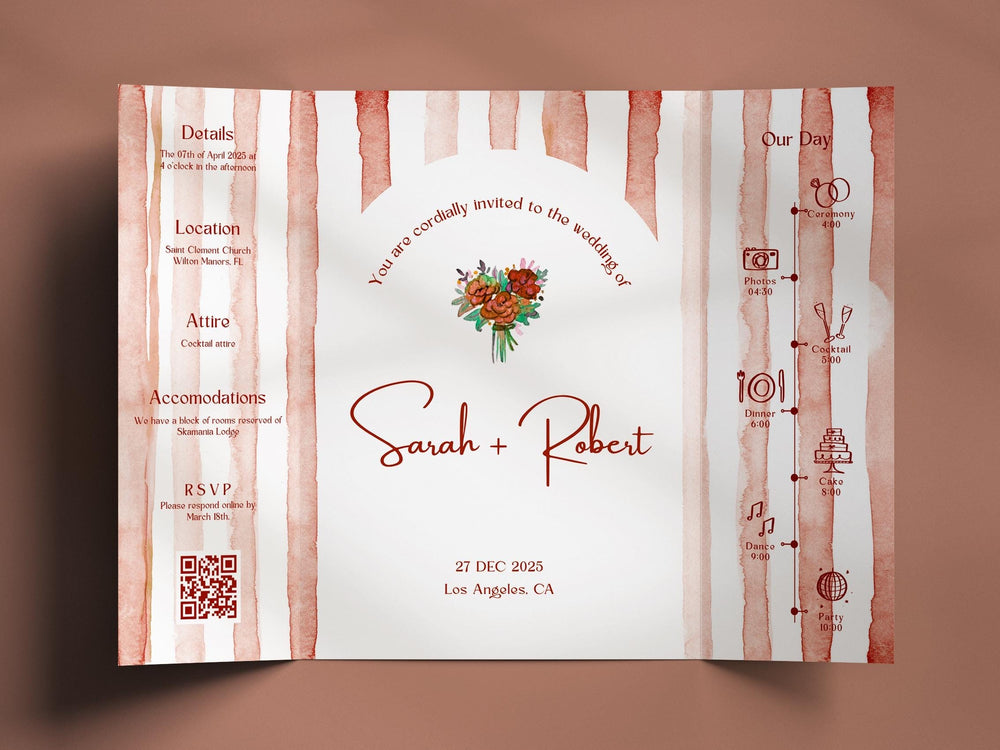 BeyzaLab Terracotta Gatefold Wedding Invitation